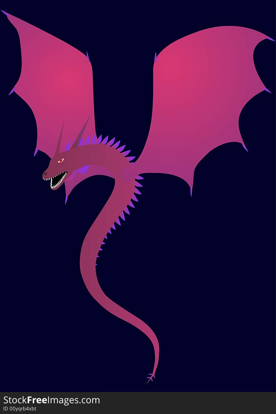 Illustration of winged purple dragon