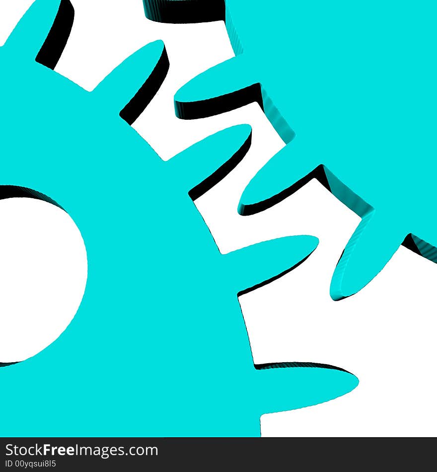 An illustration for two blue gears on a white background.