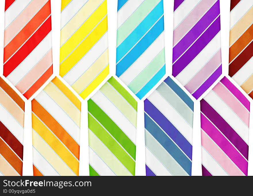 Colorful neckties arranged as background pattern.