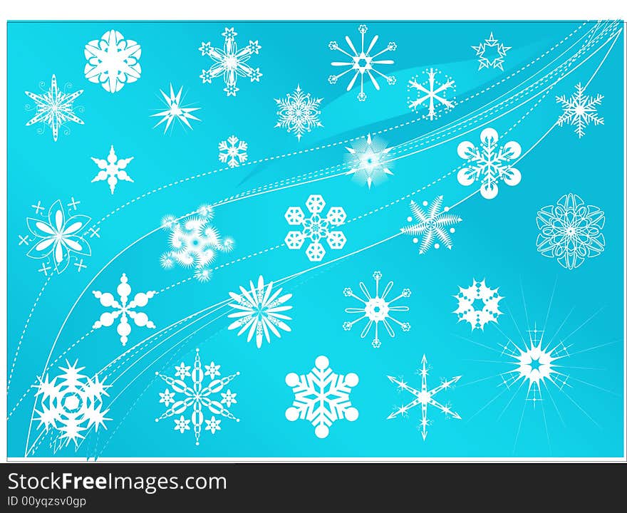 Many snowflakes and stars design for winter season. Many snowflakes and stars design for winter season