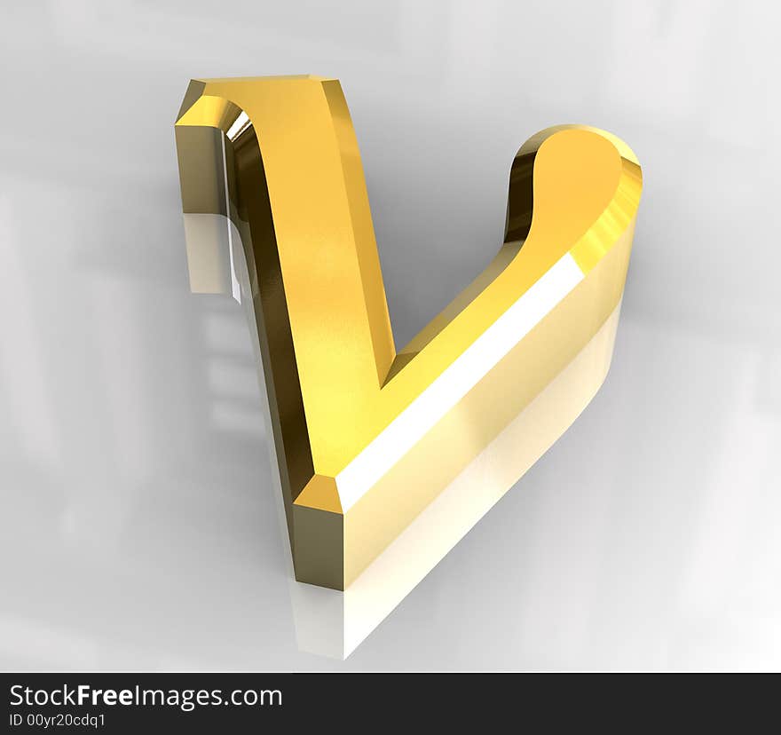 Nu symbol in gold (3d made). Nu symbol in gold (3d made)