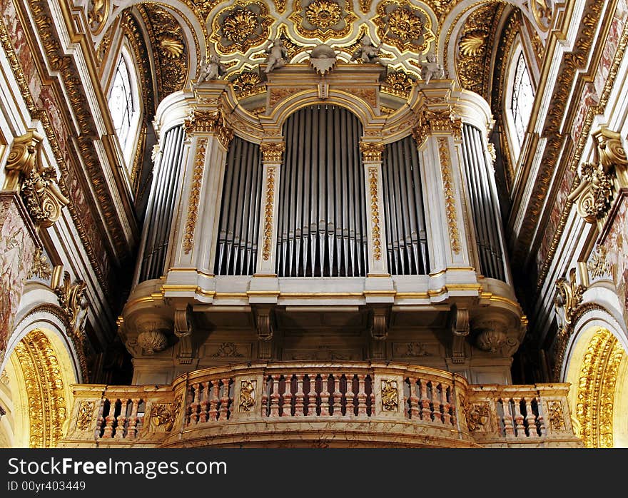 Golden Church Pipe Organ