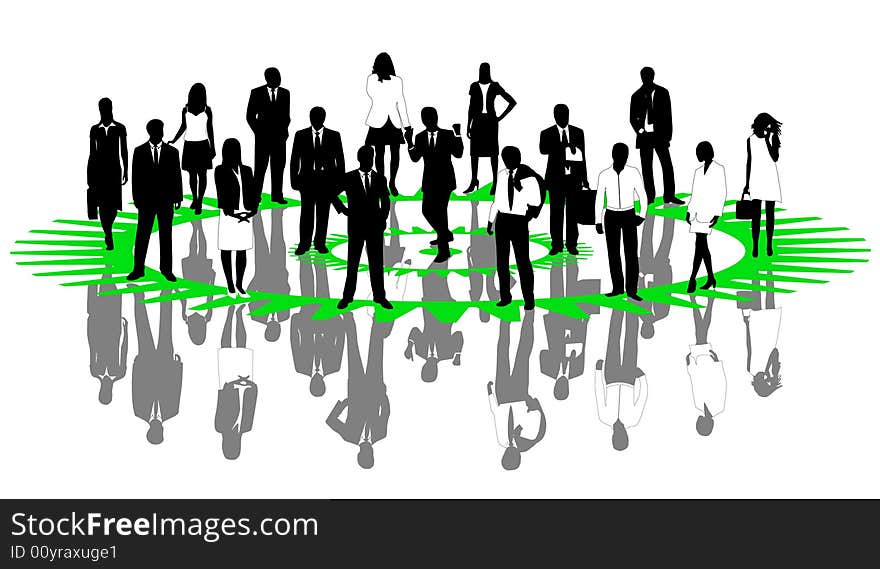 Illustration of business people, green