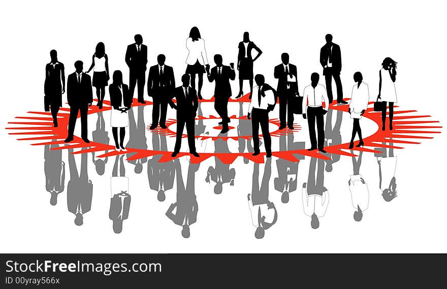 Illustration of business people and shadows