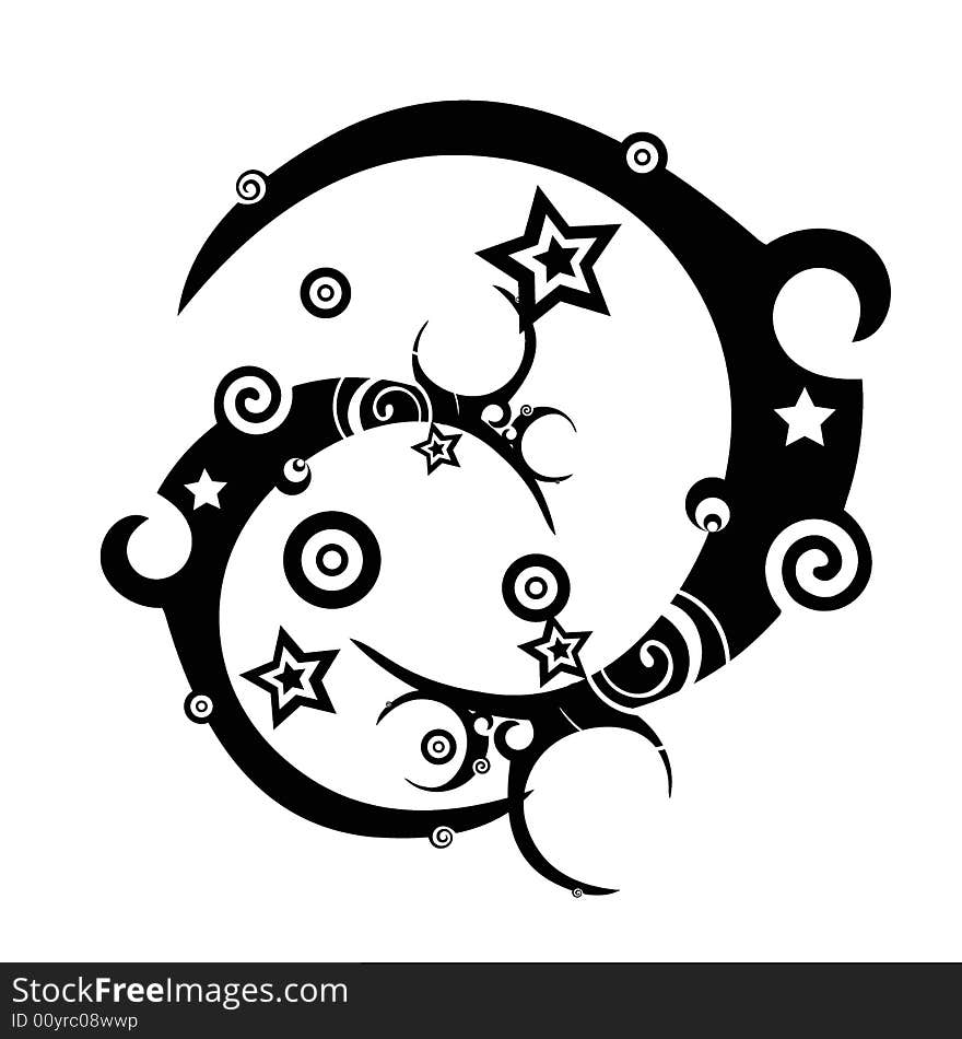 Design elements with spirals and stars