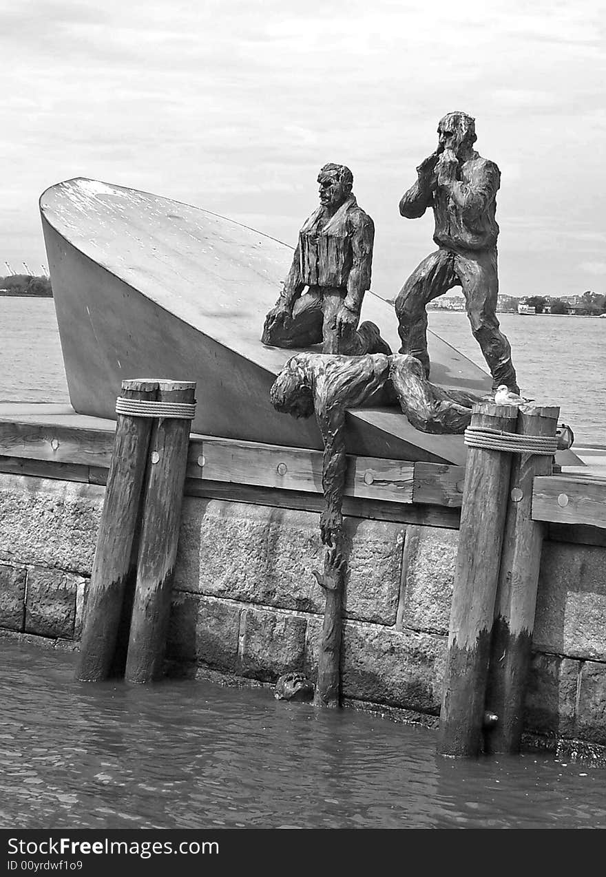 Monument on the quayside of Pier 4 in New York City. Monument on the quayside of Pier 4 in New York City