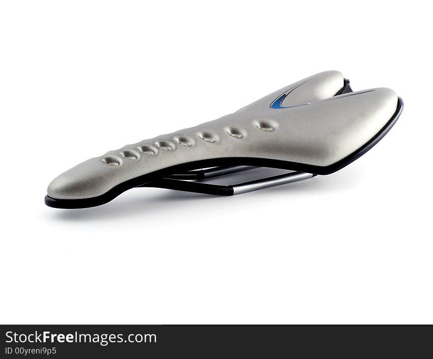 An isolated image of the plastic racing bike saddle. An isolated image of the plastic racing bike saddle