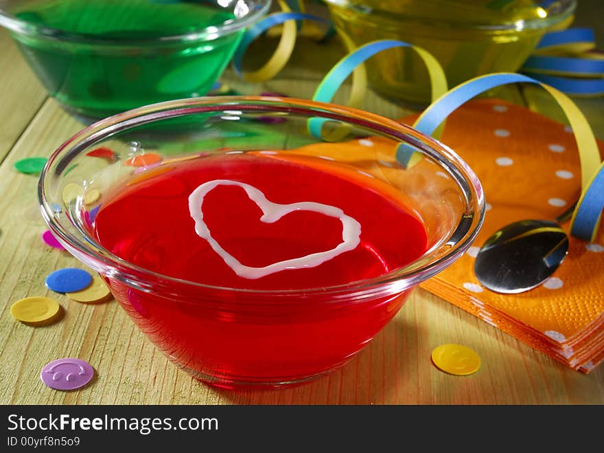 Red jelly with a heart