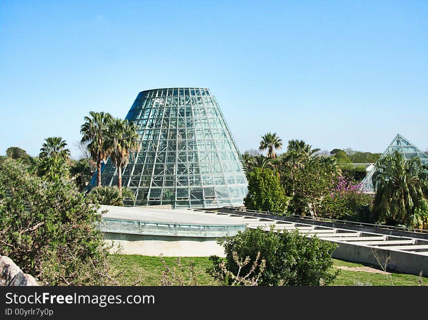 The exterior of a greenhouse