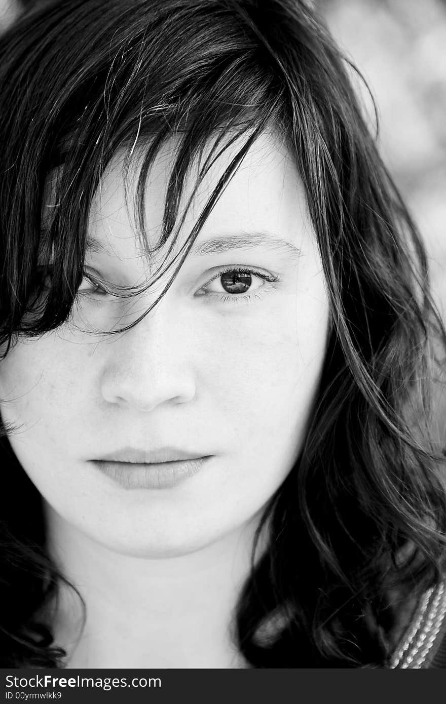 Beautiful woman portrait in black and white