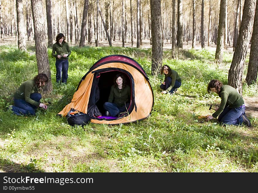 Different steps of building an igloo tent. Different steps of building an igloo tent