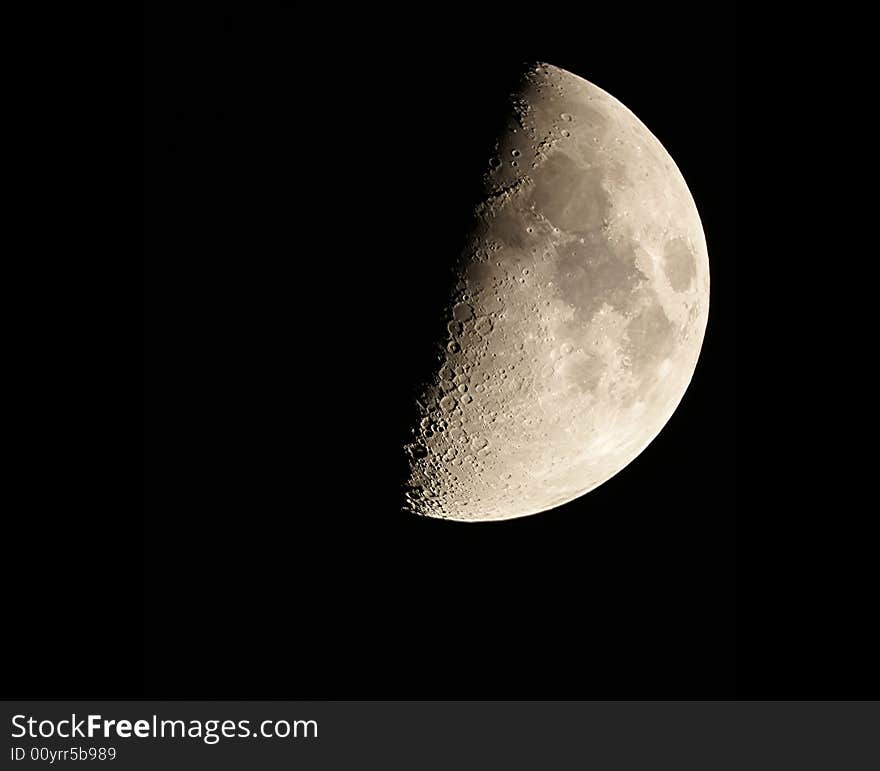 This is an image of a waxing moon as seen through a 8 inch Schmidt and Casgrain telescope.