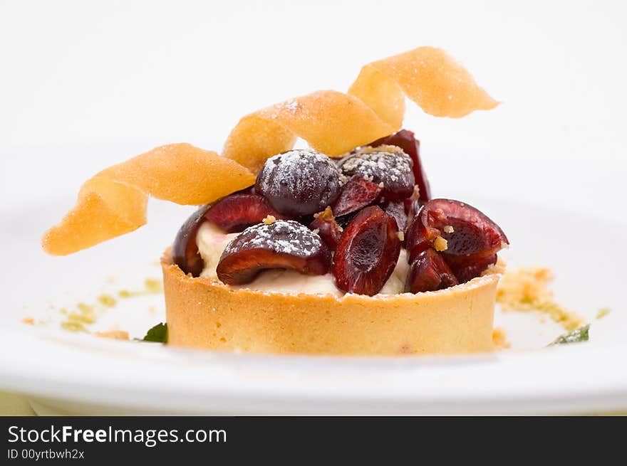 Sweet dessert with cherries