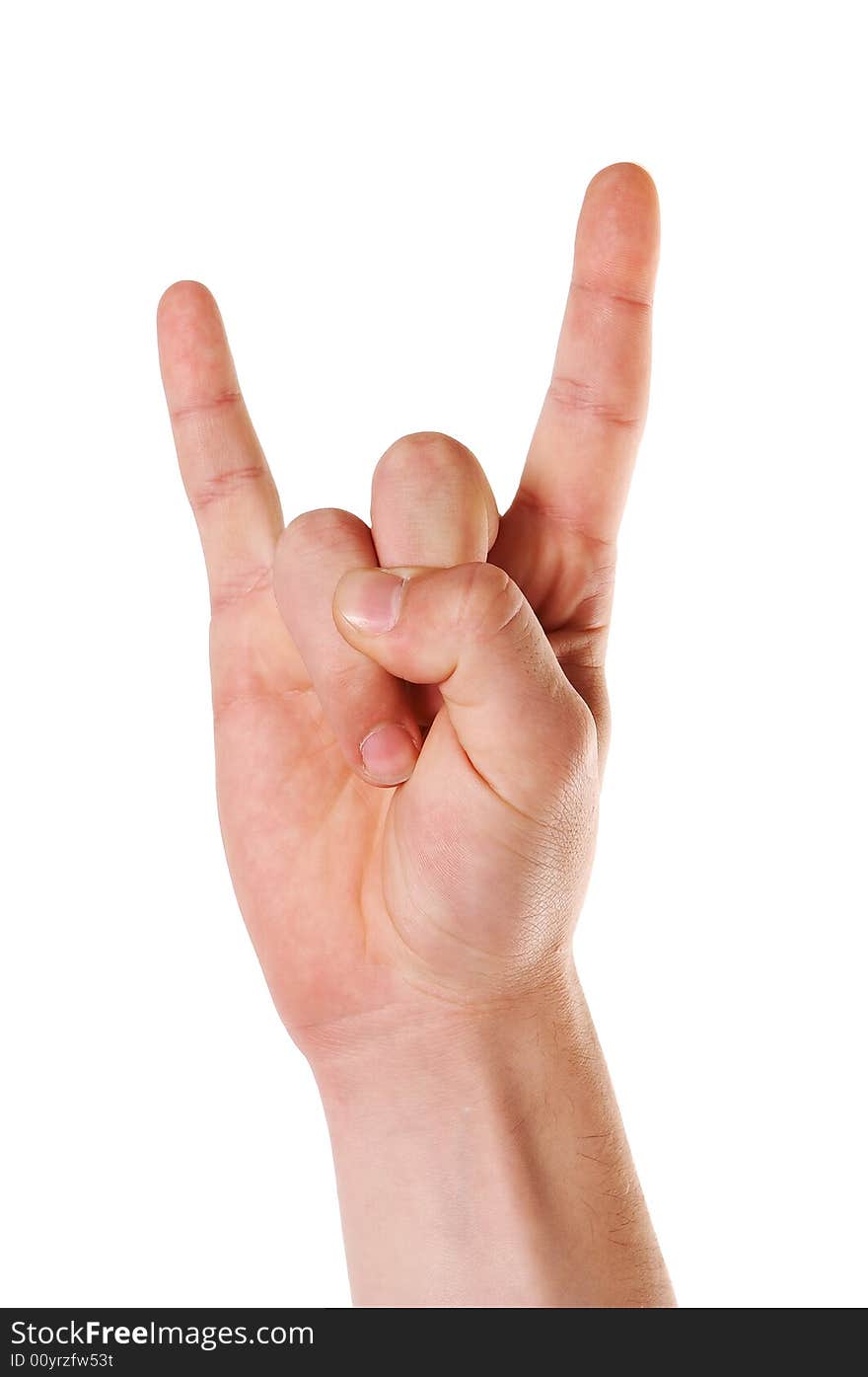 Victory gesture  isolated over white