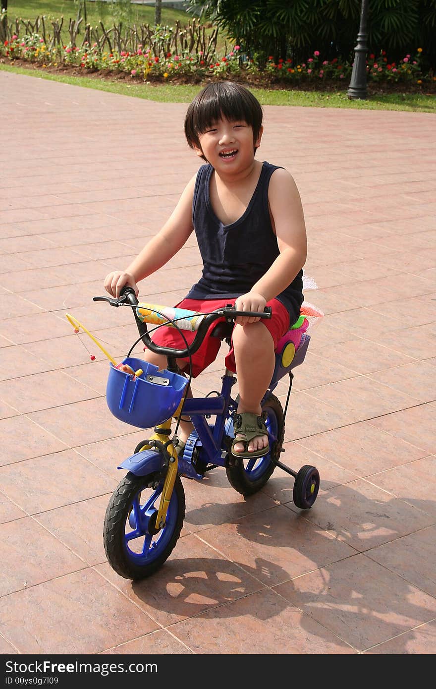 Boy cycling