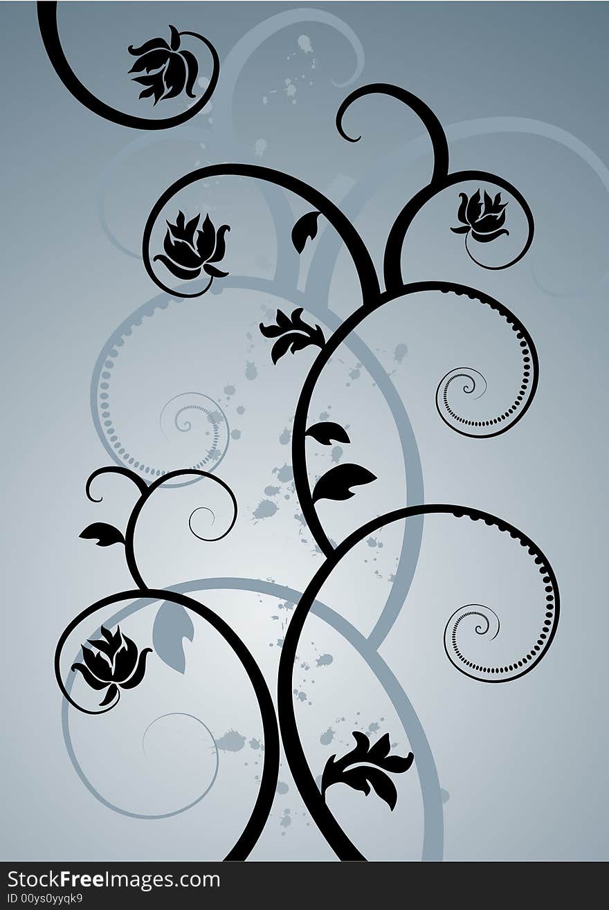 Floral background, ornament, branch, 2d