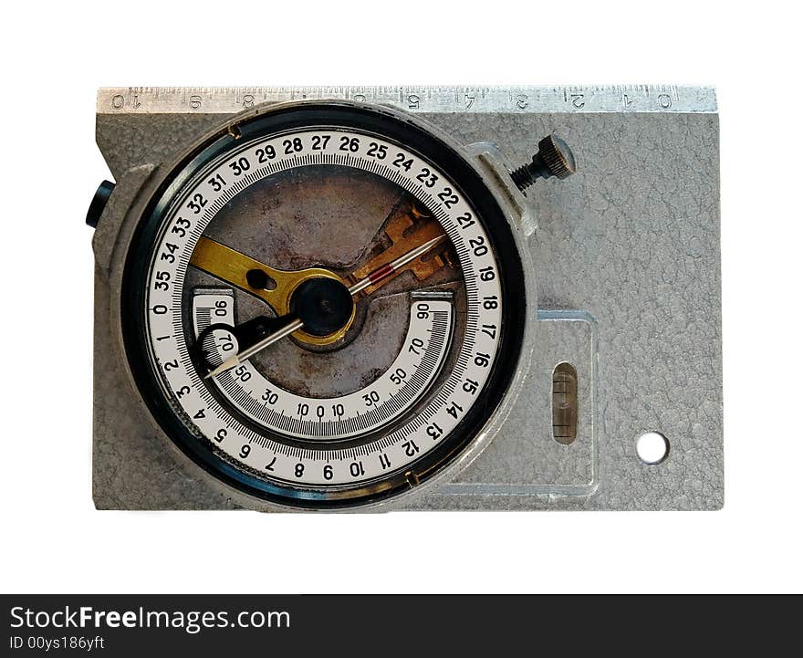 Old style silver compass on white background. Old style silver compass on white background