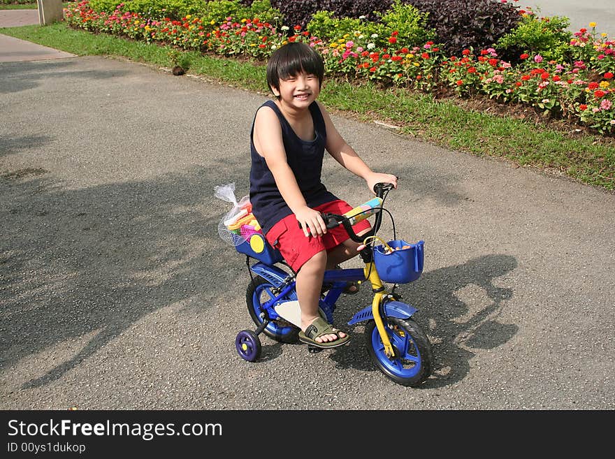 Boy cycling