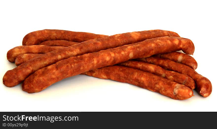 Smoked huntings sausages of little size