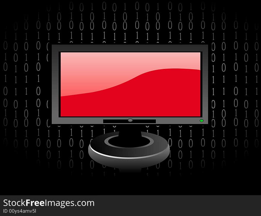 Monitor on digital abstract background