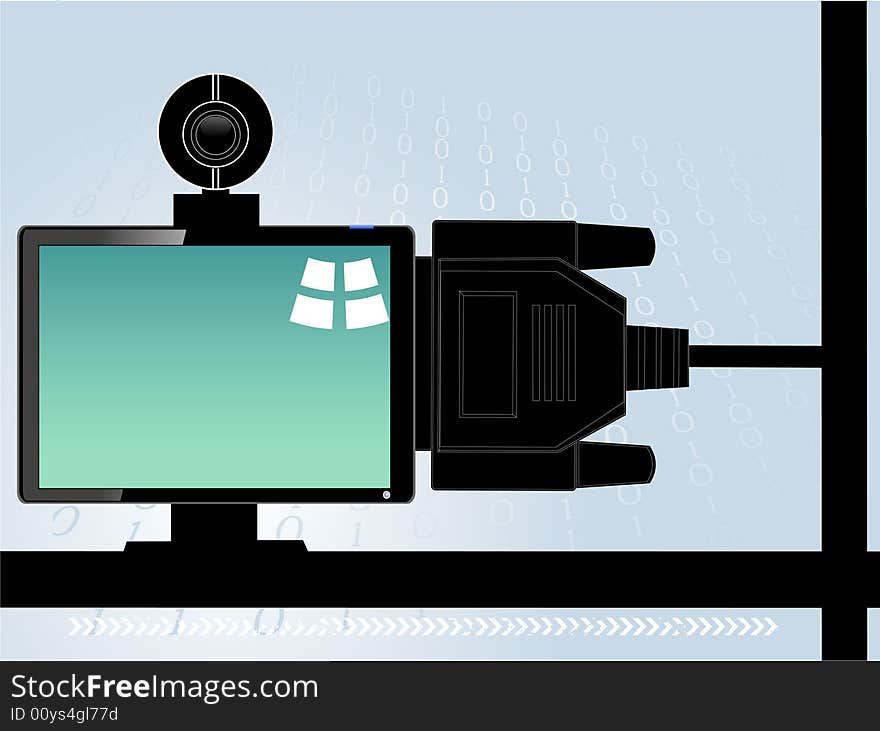 Monitor with web cam and cable. Monitor with web cam and cable