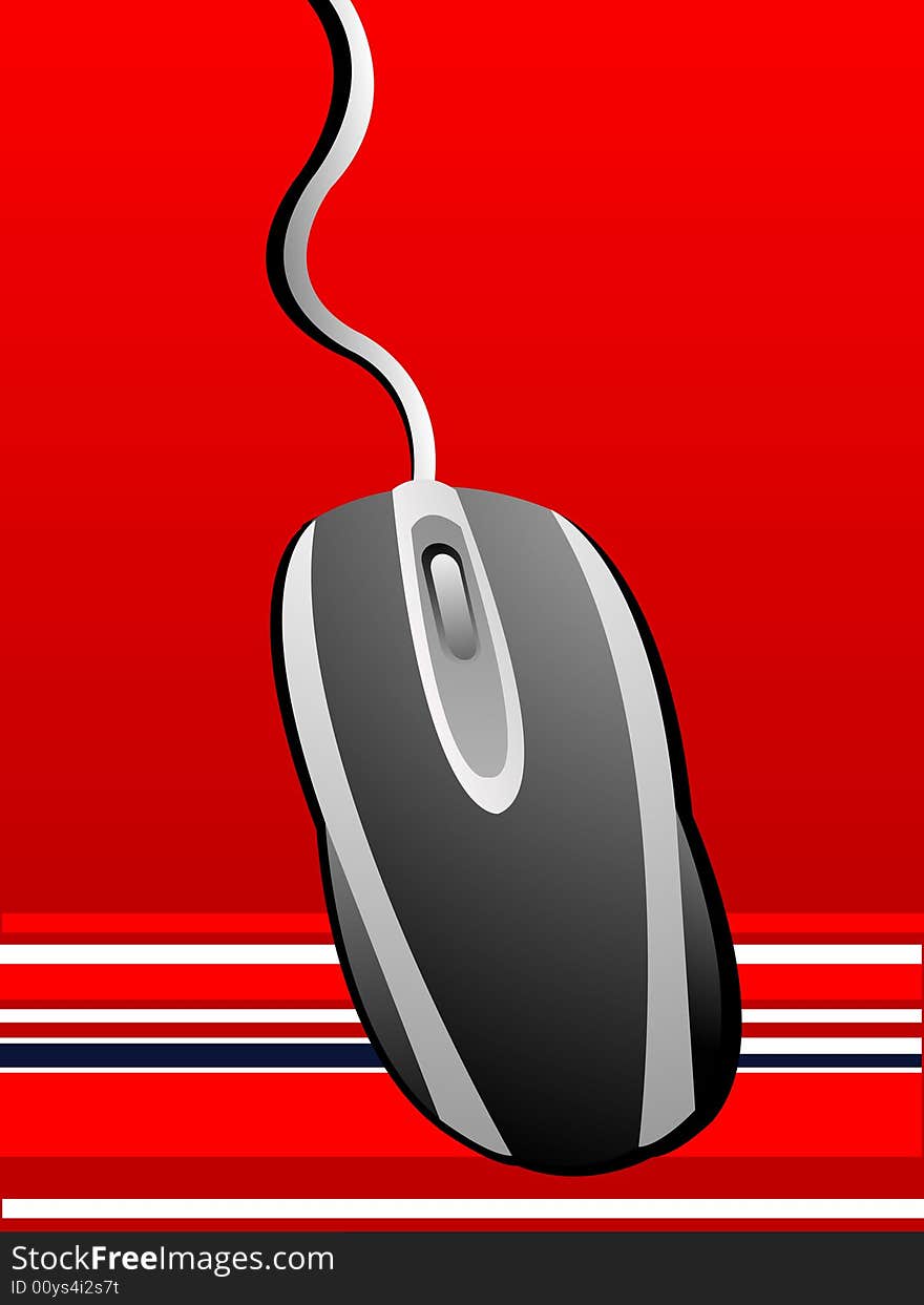 Mouse with cord on abstract background