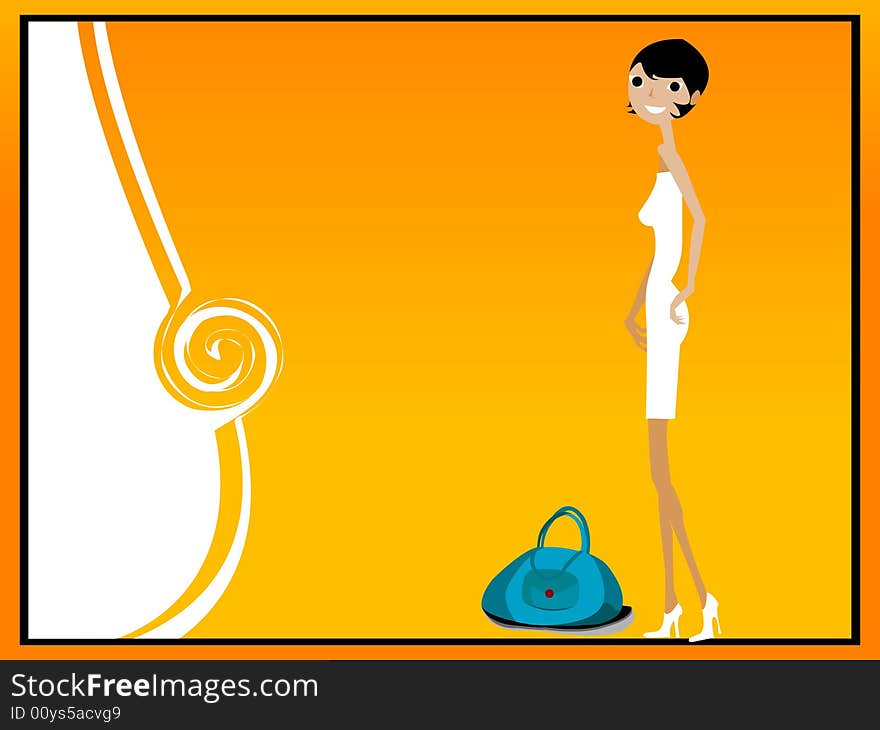 Lady with purse on gradient background