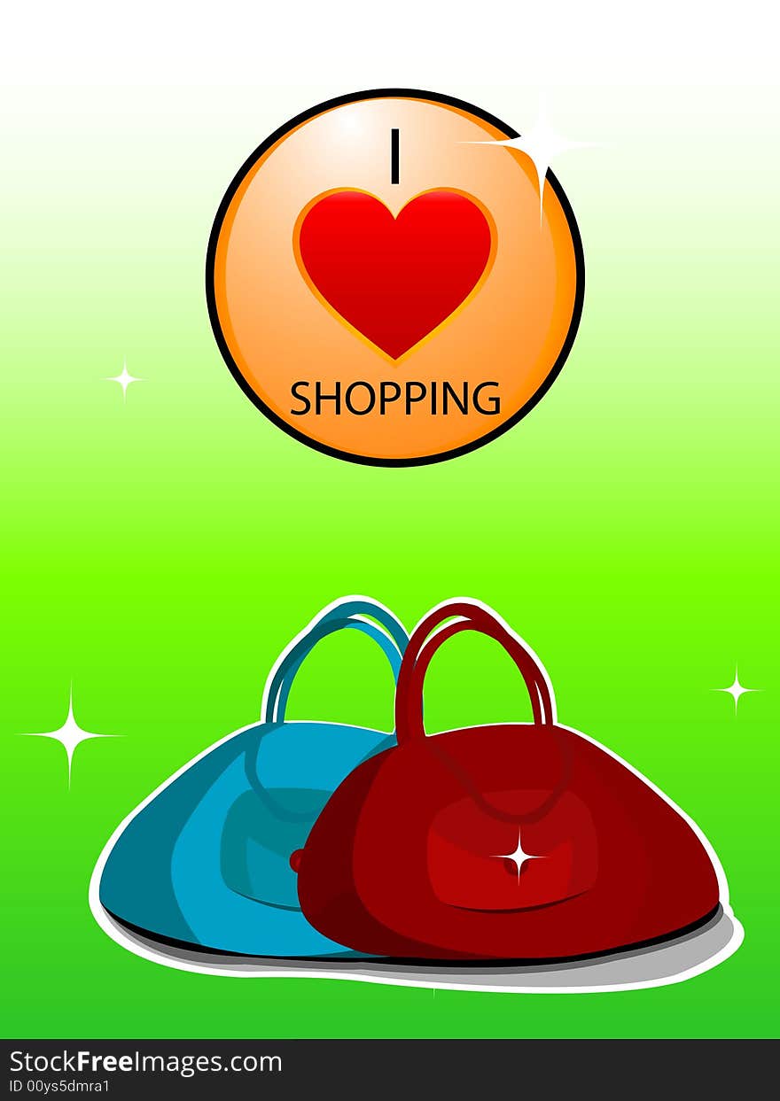 Love shopping symbole with purse on gradient background