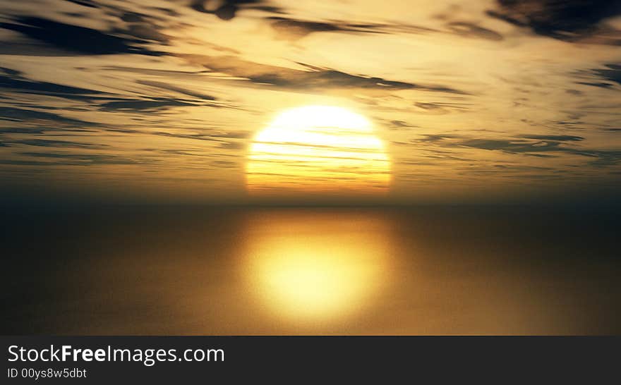 Beautiful sea and sky at sunset - digital artwork. Beautiful sea and sky at sunset - digital artwork