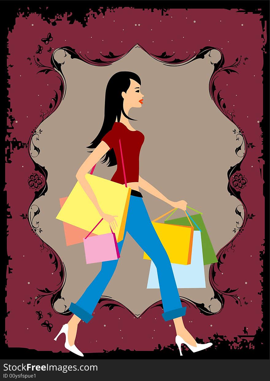 Female with shopping bags