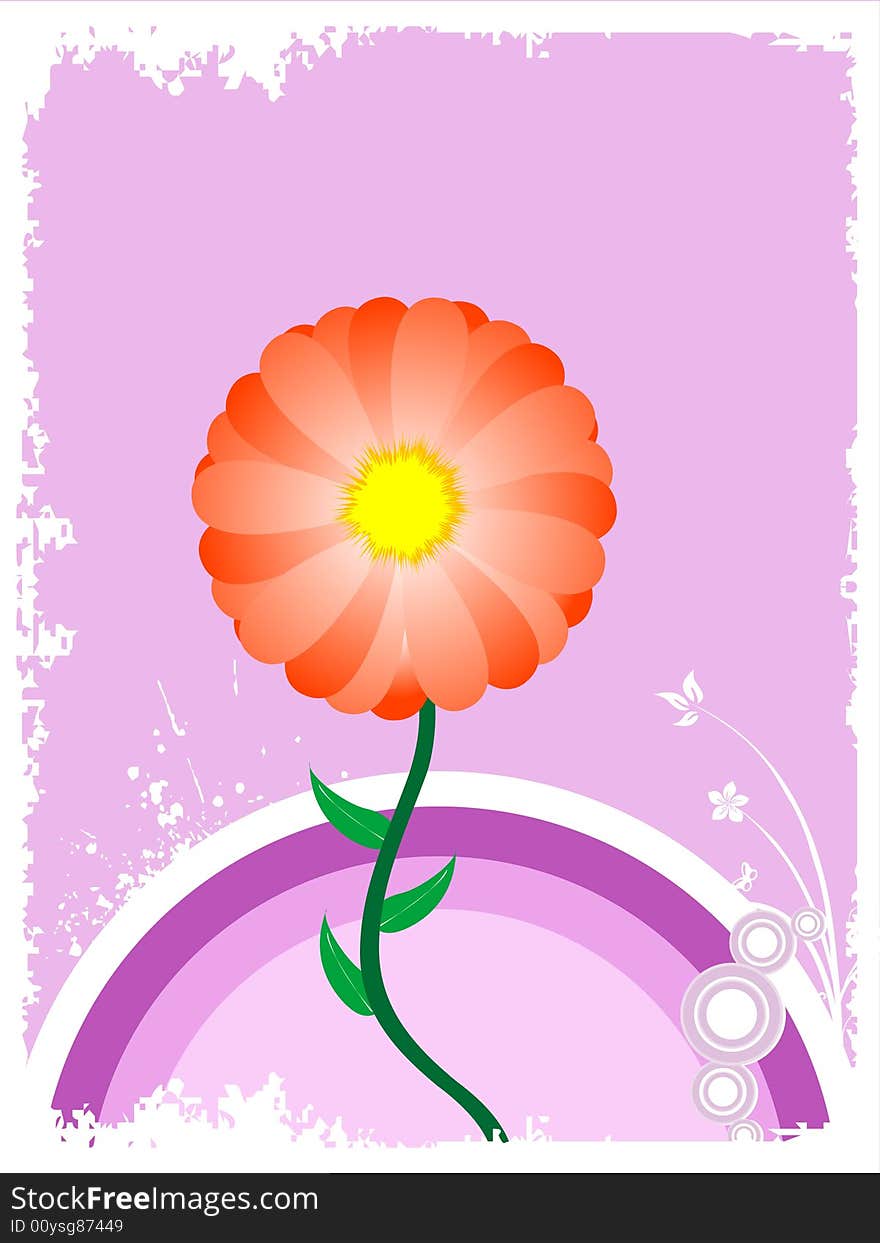 Blooming flower on abstract background