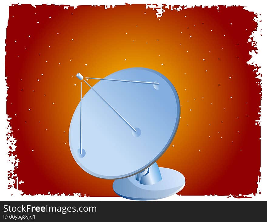 Dish antenna on dotted gradient background