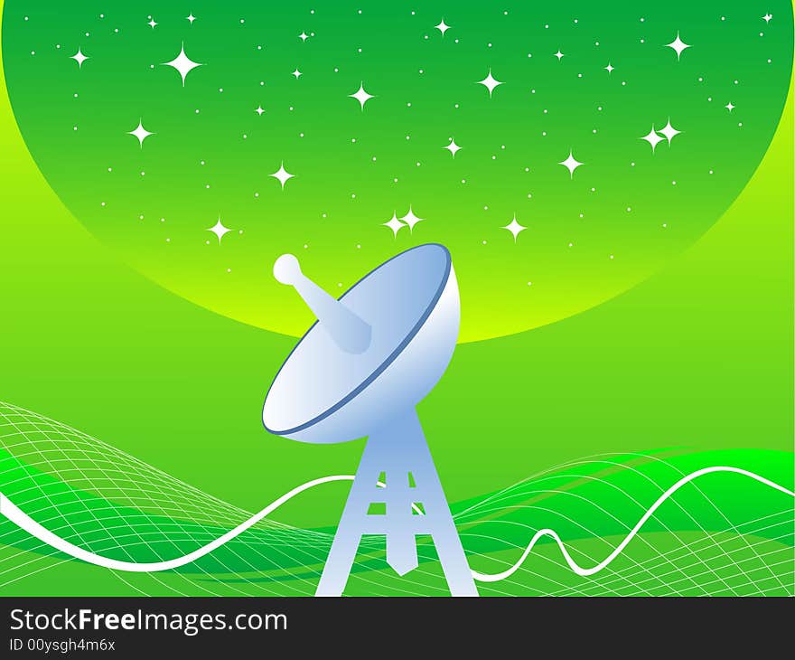 Satellite antenna on curvy background