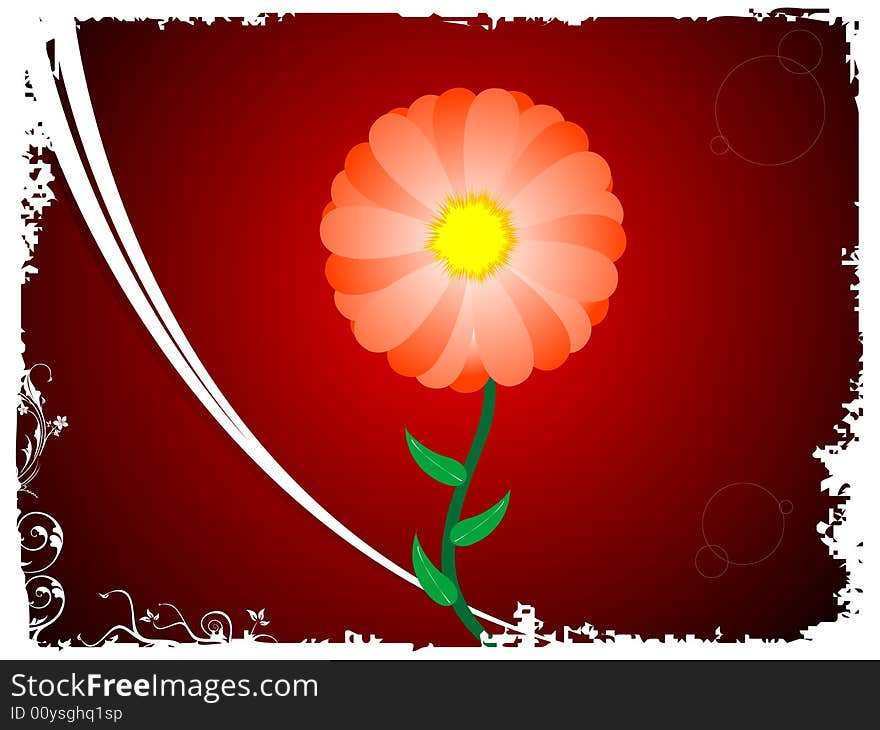 Circular flower on curvy background