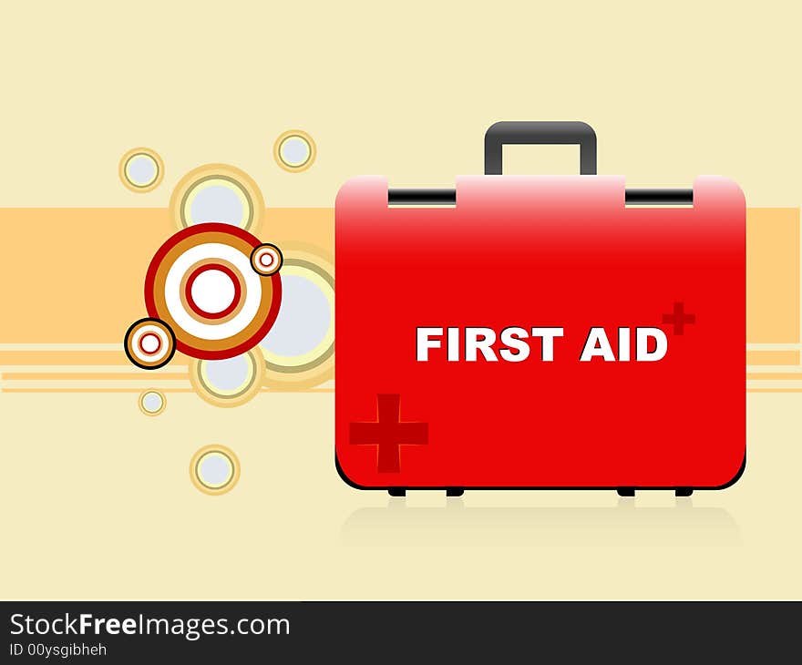 First aid bag on abstract background