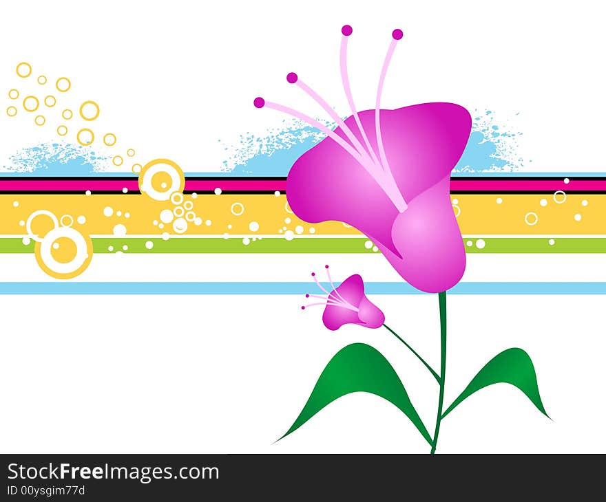 Flower with leaves on abstract background