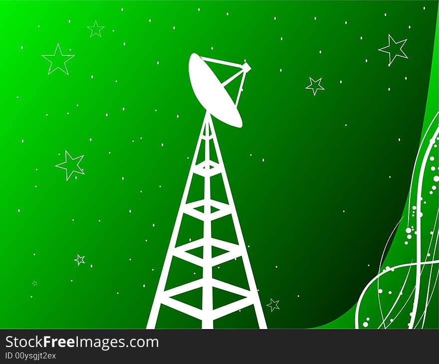 Antenna with tower on dotted background