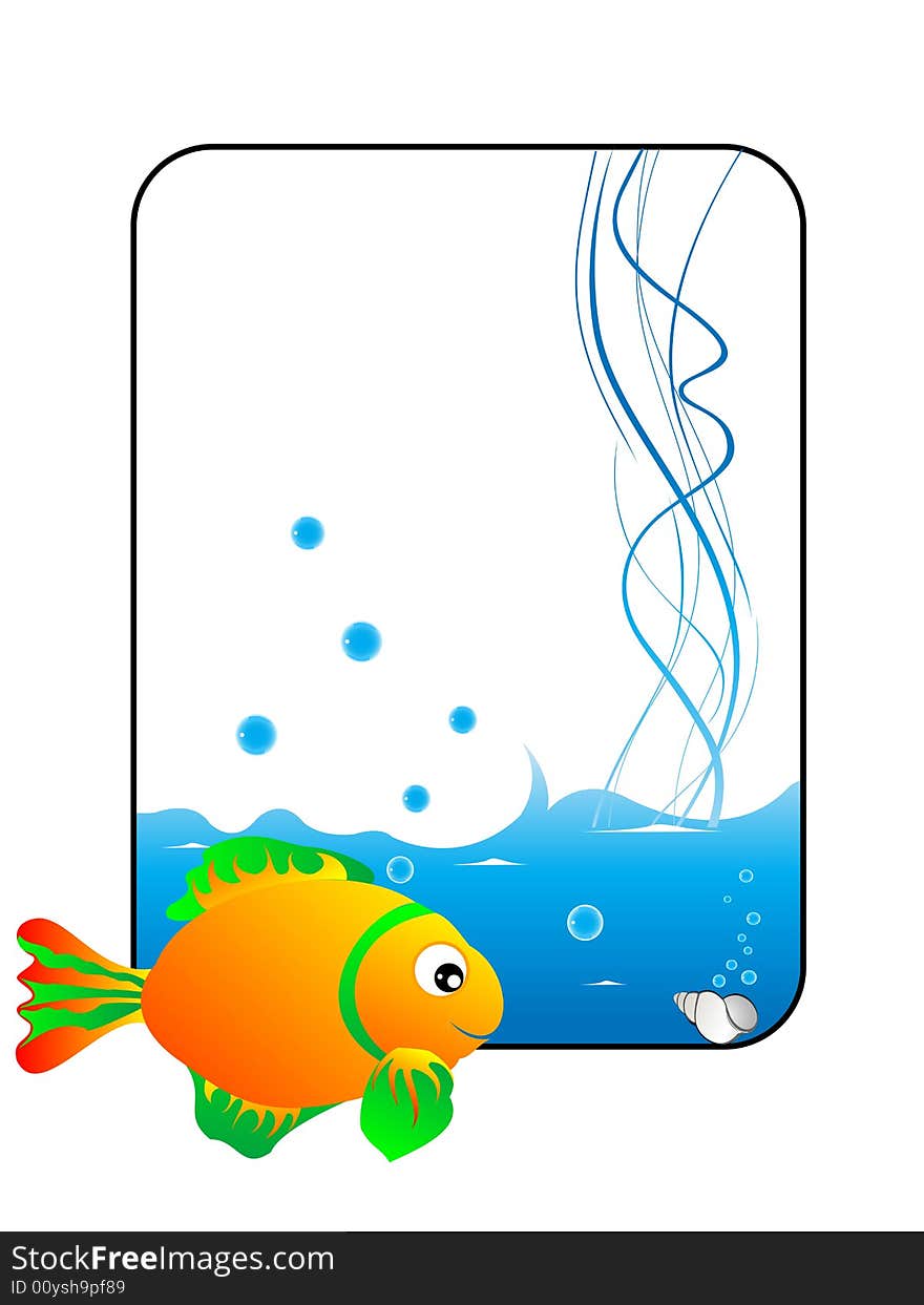 Little fish with waves on rectangular background. Little fish with waves on rectangular background