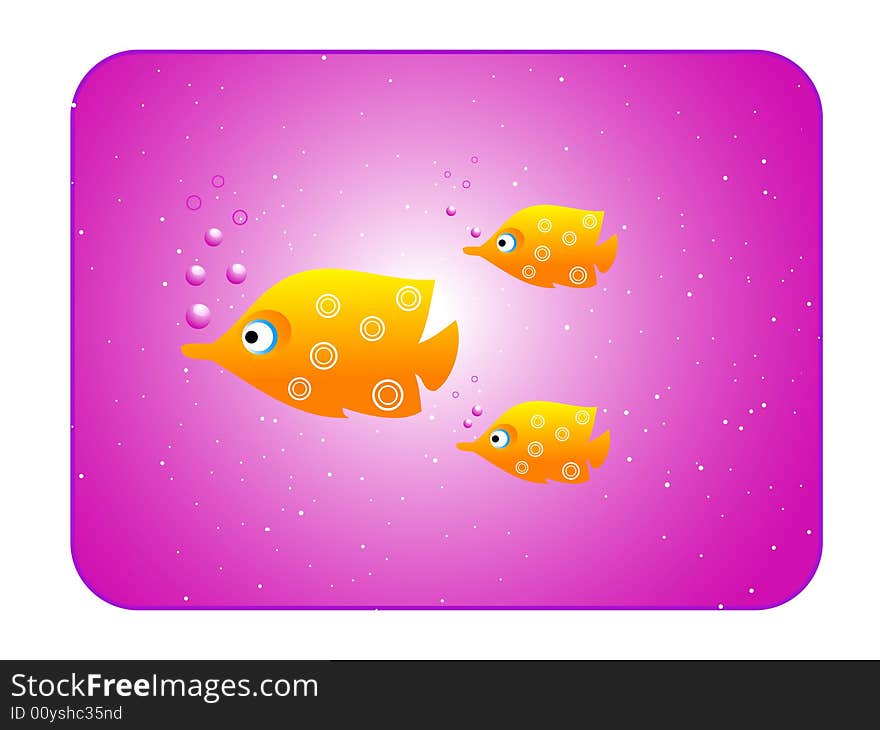 Yellow fish on purple frame