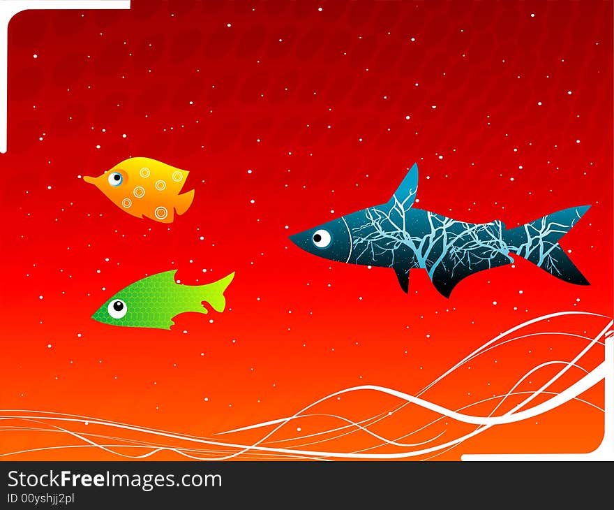 Fish with swirl on gradient background