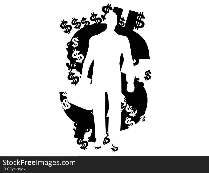 Dollar man on isolated background