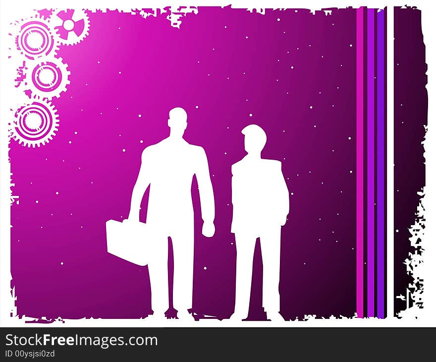 Businesspeople on dotted gradient background. Businesspeople on dotted gradient background