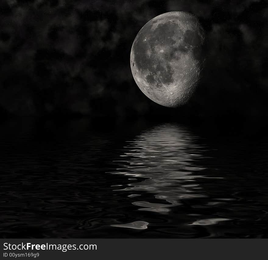 Moon in a black background