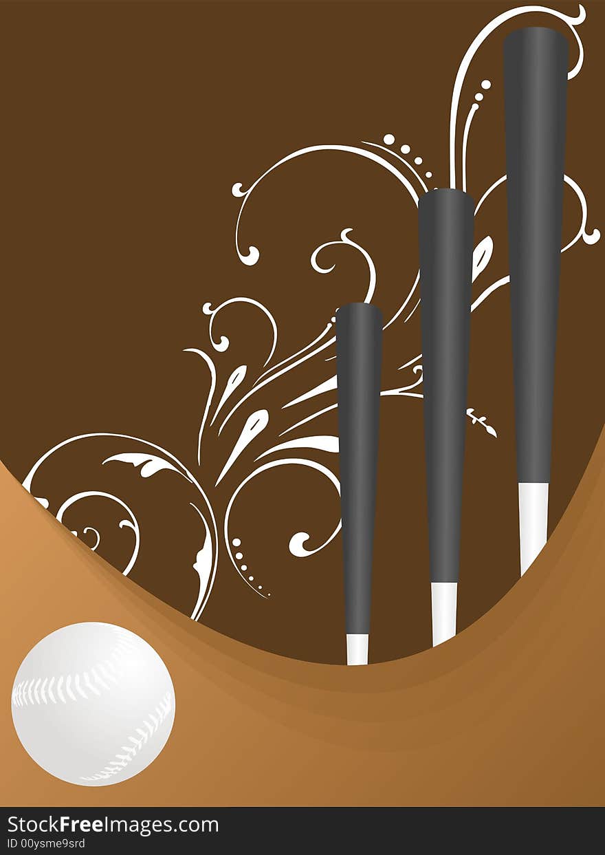 the baseball on floral background