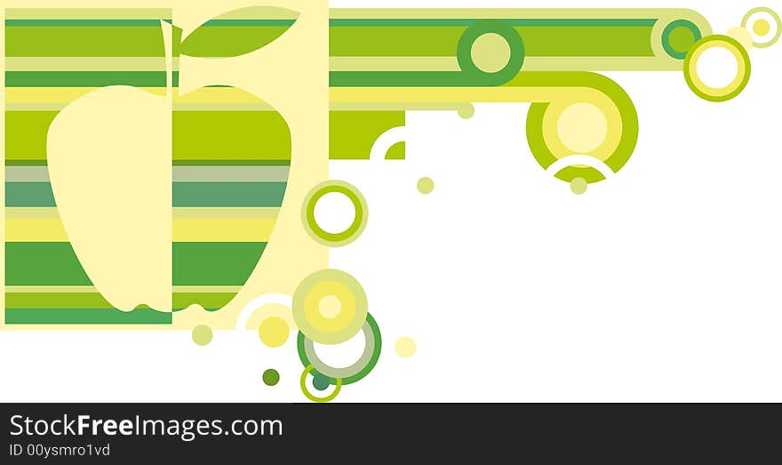 Green apple background. Vector, abstract illustration.