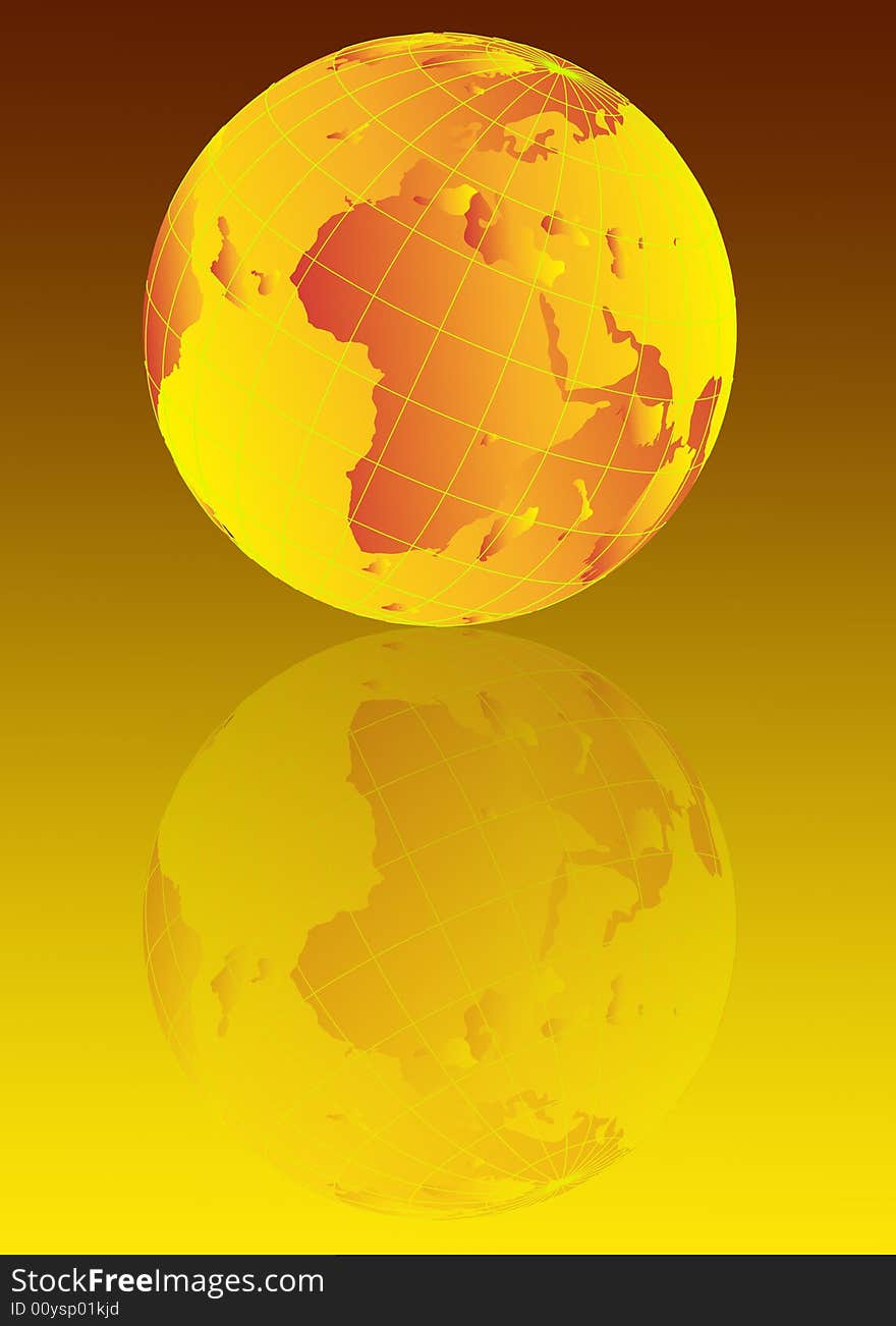 Earth globe illustration with reflection