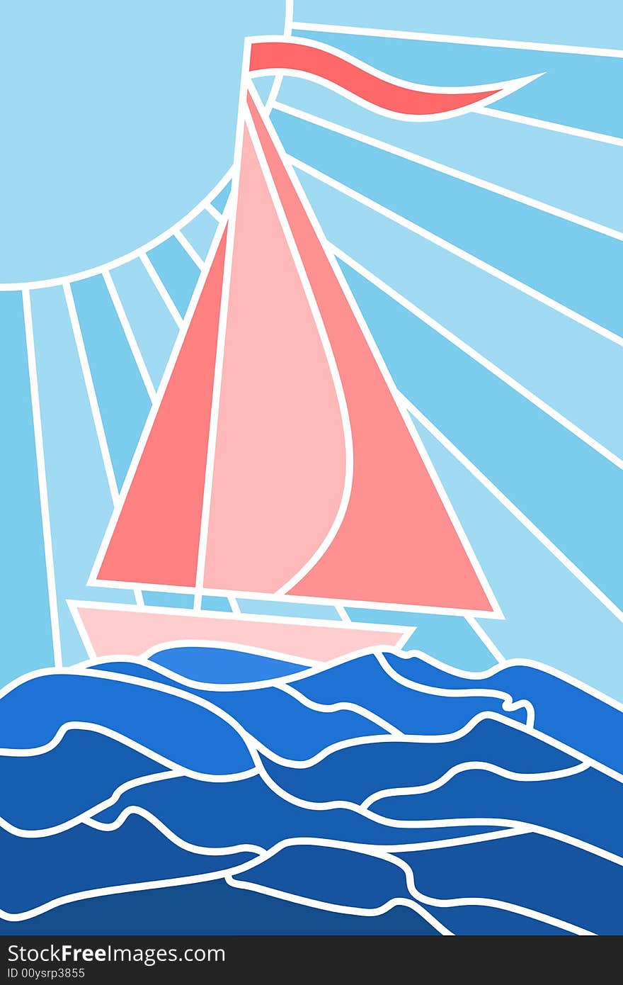 Vector illustration of sailing yacht