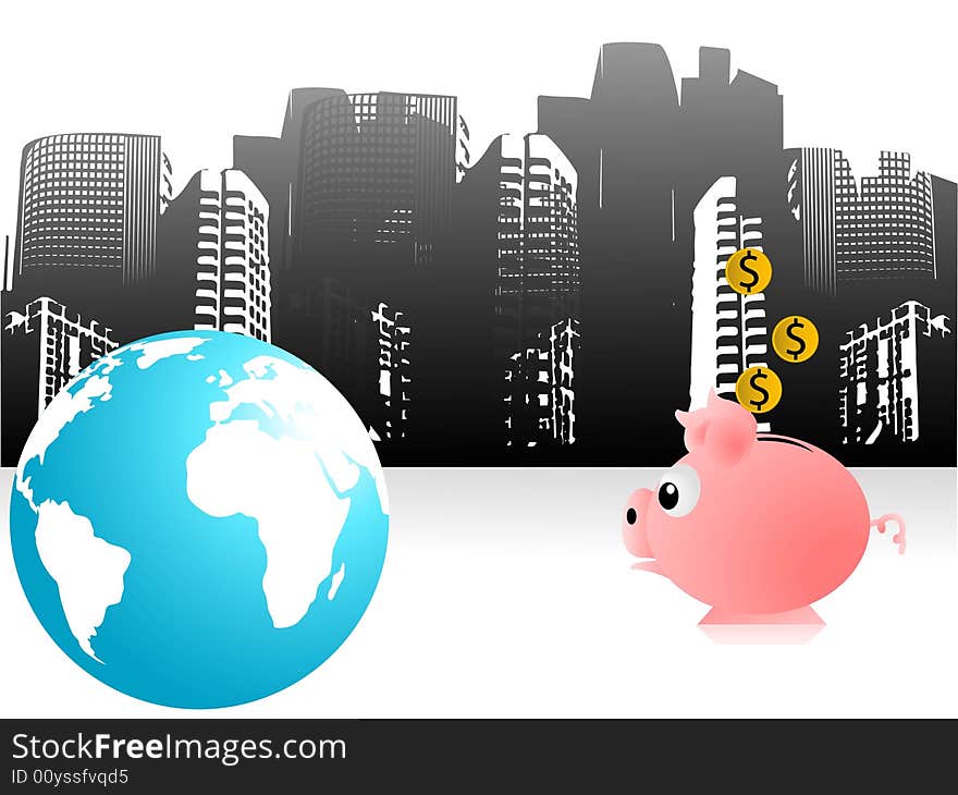 Piggy bank and earth