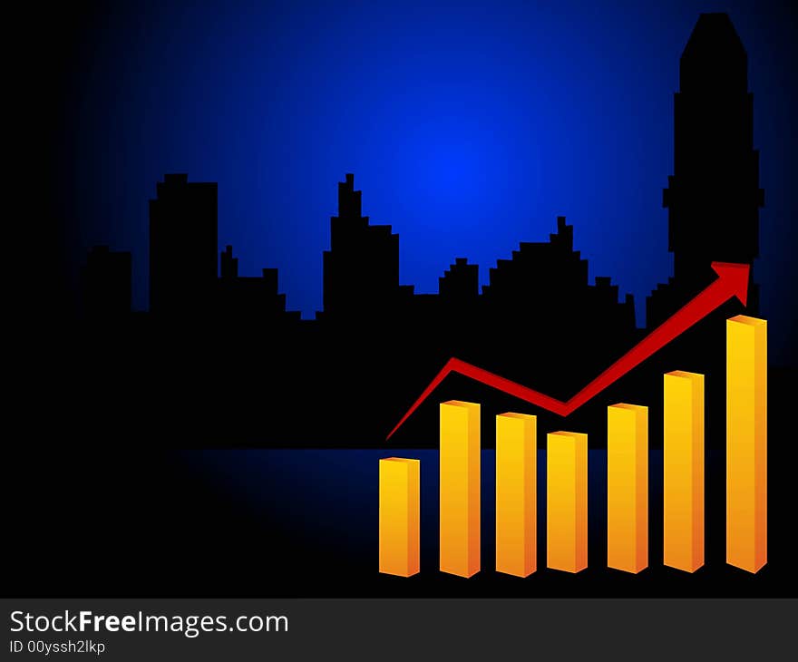 Bar graph on buildings go topper