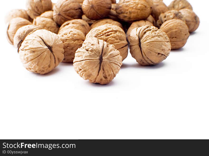 Walnuts isolated on white background